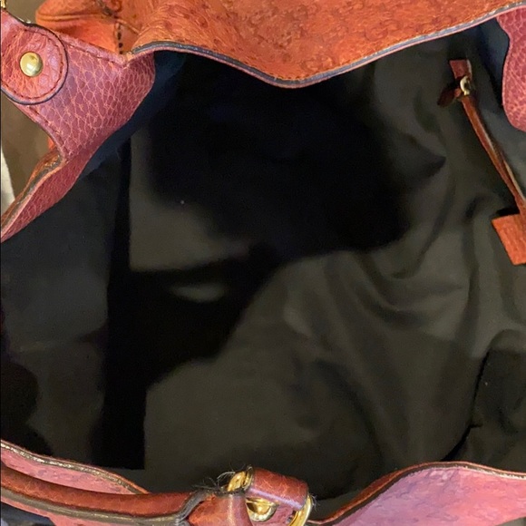 GUCCI EUC Red Leather Guccissima Horse-bit Handbag - Picture 5 of 7